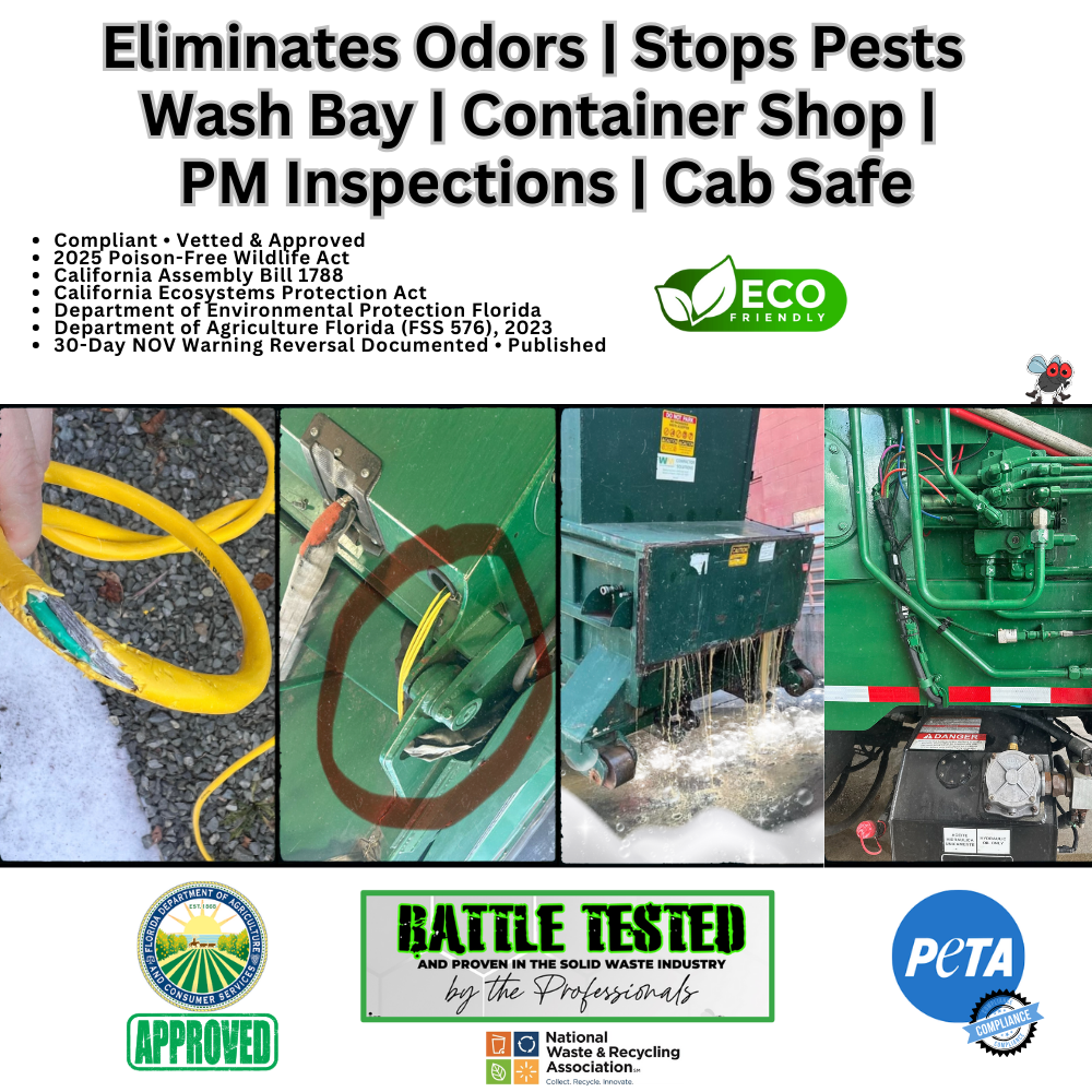 WM Rodent Deterrent Hyper Green • Infinity Shields Protects Concentrated Makes 3000 RTU Gallons • (1) 275 Gallon Tote • Wash Bay • Truck Tanks • Facility (Peppermint)