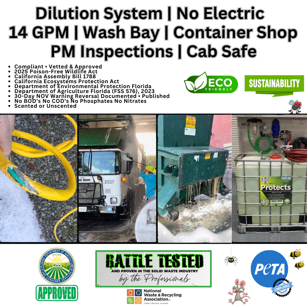 WM Rodent Deterrent Hyper Green • Infinity Shields Protects Concentrated Makes 3000 RTU Gallons • (1) 275 Gallon Tote • Wash Bay • Truck Tanks • Facility (Peppermint)