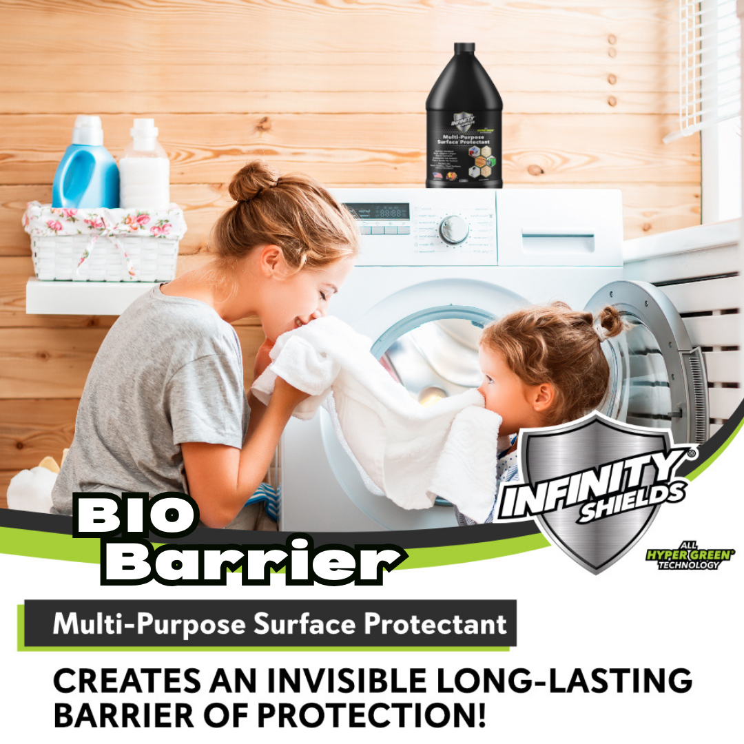 Barrière biologique Infinity Shields® | Protection multi-surfaces | Crée une barrière durable contre les taches, les odeurs et les dommages environnementaux | Vaporisateurs à gâchette de 940 ml