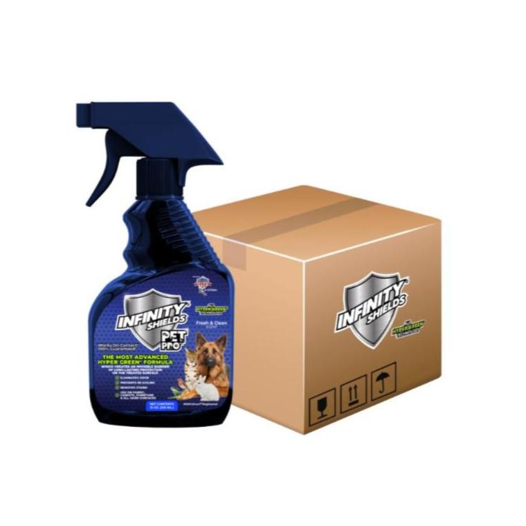 Infinity Shields Pet Pro™ | Odor & Stain Remover | Prevents Re-Soiling | 12oz Hyper Green Spray | Fresh & Clean Scent | Box of 12 Spray Bottles - Hyper Green