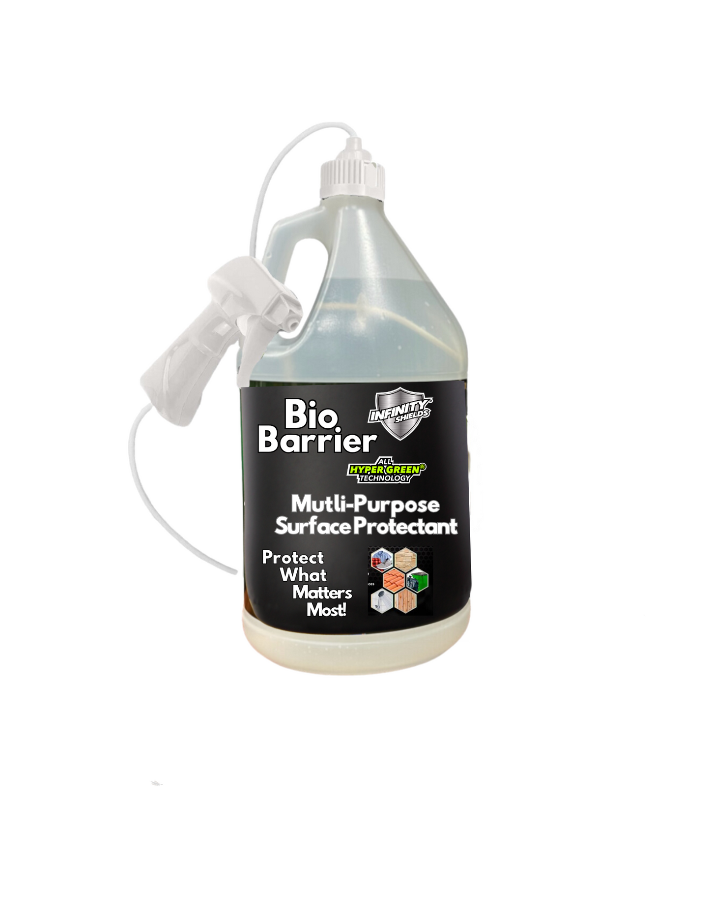 Infinity Shields® Bio Barrier | Protector multisuperficie | Crea una barrera duradera contra manchas, olores y daños ambientales | Spray con gatillo de 32 oz