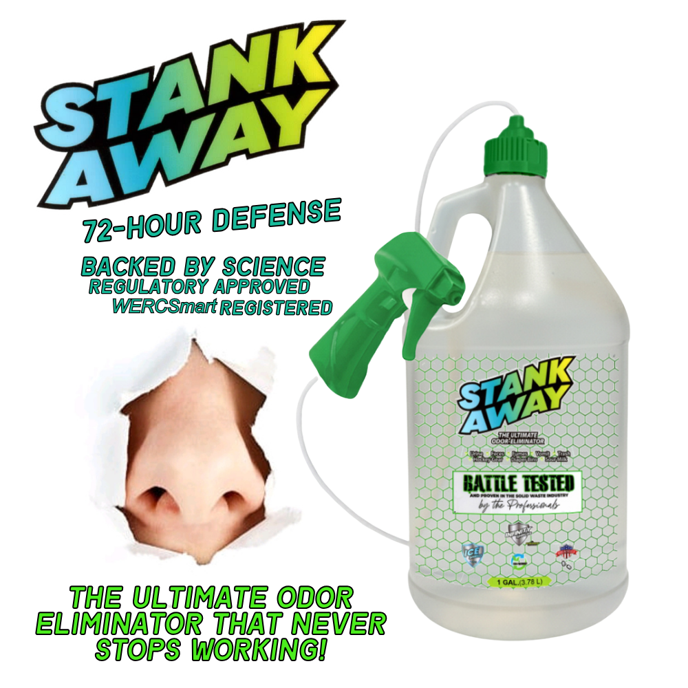 Eliminador de olores Infinity Shields Stank Away | 555 Plus Hyper Green® | Pulverizador remoto con jarra de 128 oz