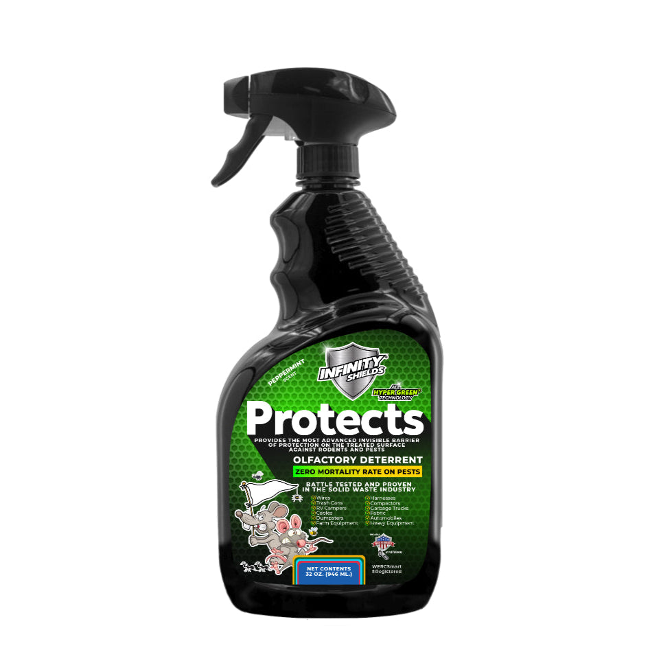 Infinity Shields Protects™ | Rodent Deterrent Spray | Hyper Green | Long-Lasting 32oz Peppermint | Single - Hyper Green