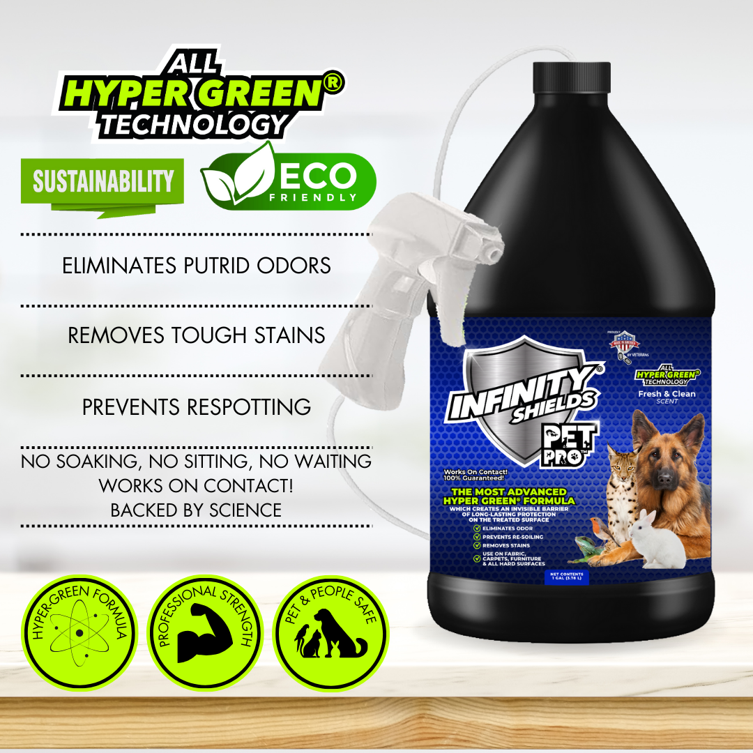 Infinity Shields® Pet Pro™ | Pet Odor and Stain Remover | Prevents Re-Soiling | 1 Gallon Jug | Fresh & Clean) - Hyper Green