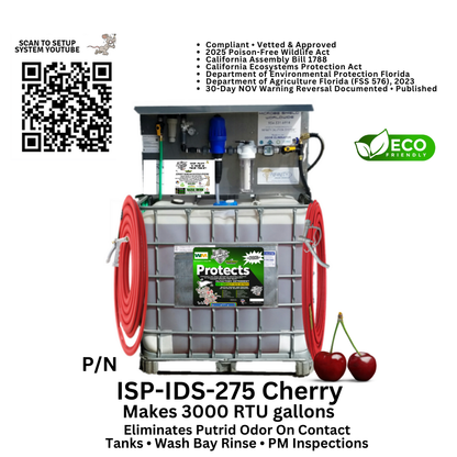 Contenedor de 275 galones con sistema de dilución que protege el concentrado y produce 3000 galones listos para usar