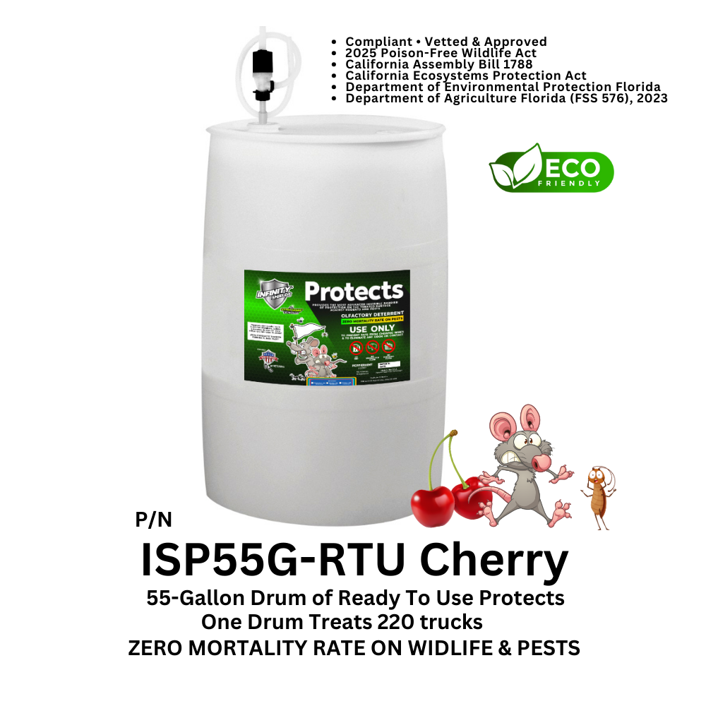 Rodent Deterrent Hyper Green • Infinity Shields Protects •  (1) 55 Gallon Drum Ready-To-Use  (Peppermint) 7  Scents