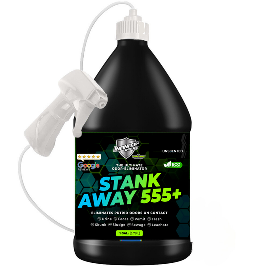 Los escudos infinitos apestaban | Eliminador de olores 555Plus Hyper Green® | Pulverizador remoto de jarra de 128 oz | Sin perfume | Listo para usar