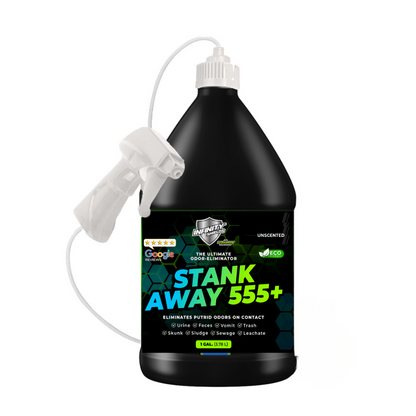 Infinity Shields Stank Away | Éliminateur d'odeurs Hyper Green® 555 Plus | Pulvérisateur à distance de 3,6 l
