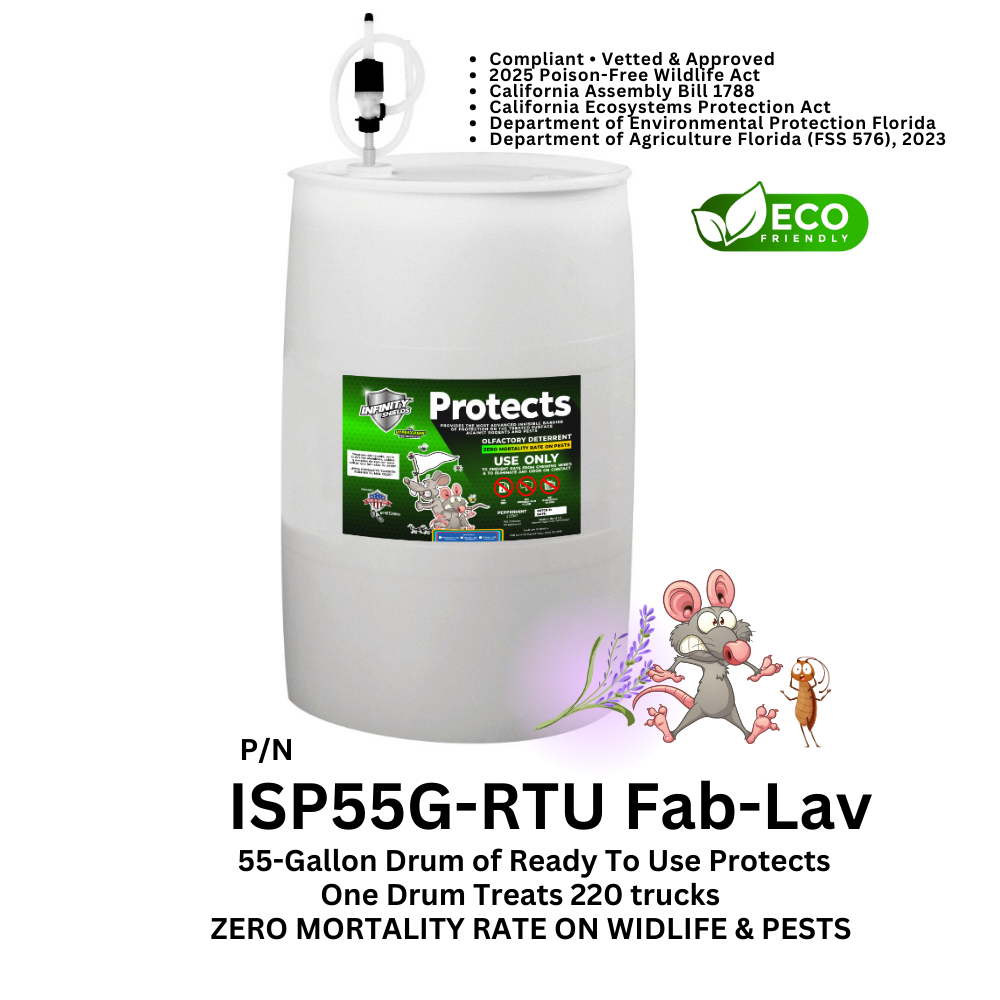 Rodent Deterrent Hyper Green • Infinity Shields Protects •  (1) 55 Gallon Drum Ready-To-Use  (Peppermint) 7  Scents