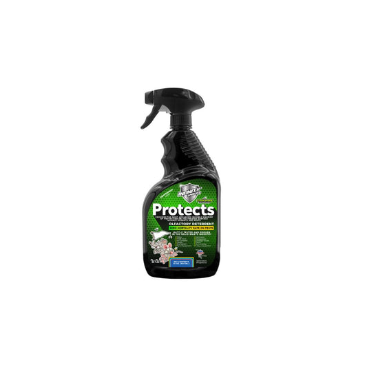 Infinity Shields protege™ | Spray disuasivo de roedores | Hiperverde | Menta de larga duración de 32 oz | Soltero