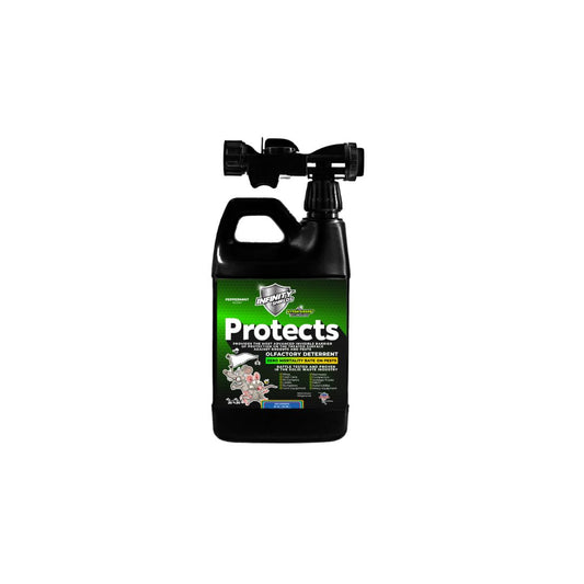 Infinity Shields protege™ | Spray disuasivo de roedores | Hiperverde | Enjuague de manguera de larga duración de 65 oz | Concentrado | Menta | Soltero