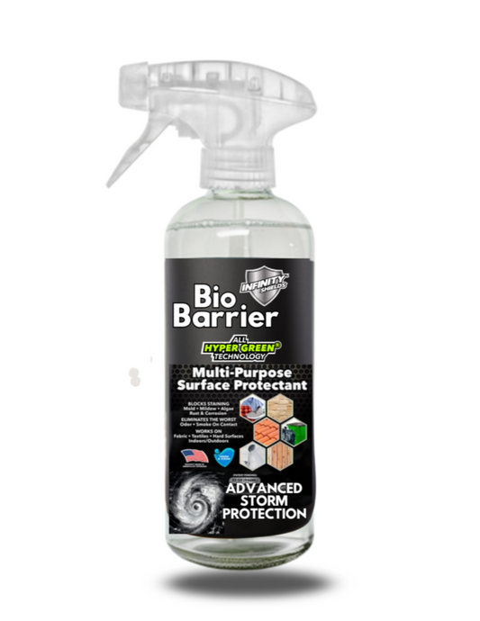 Barrière biologique Infinity Shields® | Protection multi-surfaces | Crée une barrière durable contre les taches, les odeurs et les dommages environnementaux | Vaporisateurs à gâchette de 940 ml