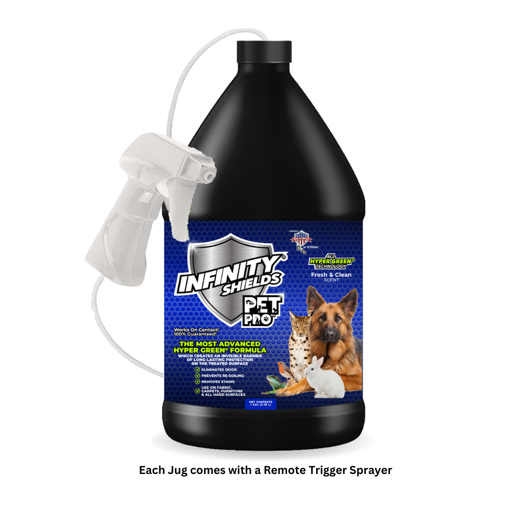 Infinity Shields® Pet Pro™ | Odor & Stain Remover | Prevents Re-Soiling | 1 Gallon Fresh & Clean Scent | Case of 4 Jugs