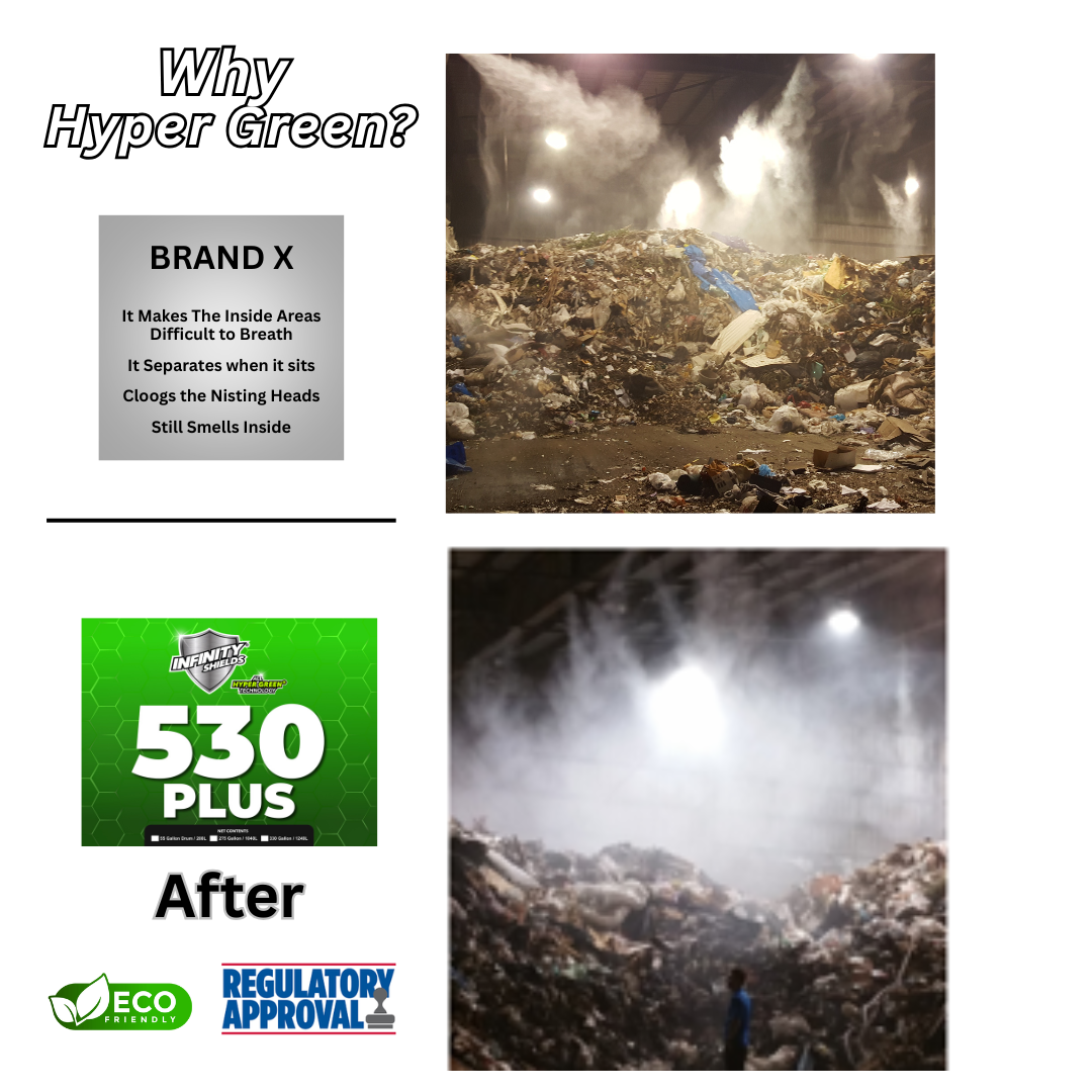 WM Odor Eliminator & Pest Deterrent  • Hyper Green •  STANK AWAY 530 Inside MRF Misting Concentrate 275 Gallon Concentrated Tote (Freshness)