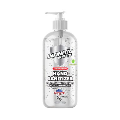 Paquete de 4 gel desinfectante antibacteriano para manos Infinity Shields® con aloe - Fuerza profesional, deja las manos limpias e inodoro 32 oz (paquete de 4)