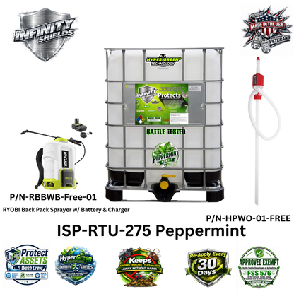 Odor Deodorizer - Rodent & Pest Deterrent - Hyper Green Eco-Friendly • Infinity Shields Stank Away Ready- To - Use •  (1) 275 Gallon Tote (Peppermint)  (Truck  • Pile • Putrid Loads • Pests)