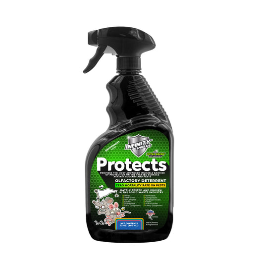 Infinity Shields Protects™ | Rodent Deterrent Spray | Hyper Green | Long-Lasting 32oz Peppermint | Single - Hyper Green