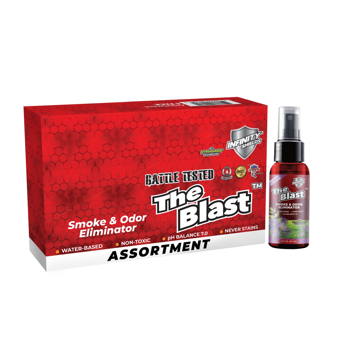 El eliminador de humo y olores explosivos | Paquete de 6 fundas | Mini botellas de niebla de 1,67 oz | Aromas variados