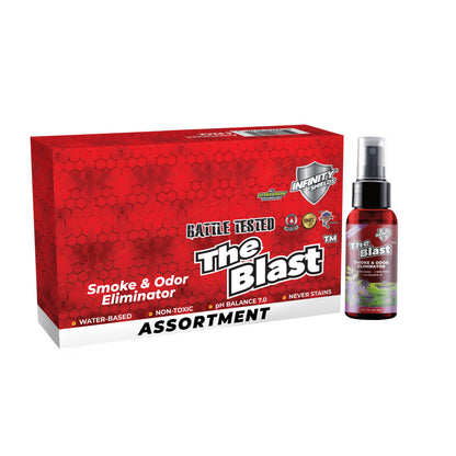 El eliminador de humo y olores explosivos | Paquete de 6 fundas | Mini botellas de niebla de 1,67 oz | Aromas variados