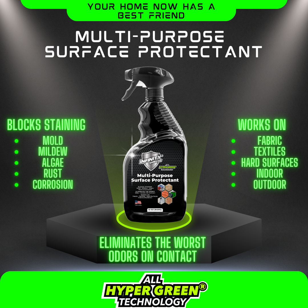 Protector de superficies de baño multiusos Infinity Shields® | Previene y bloquea las manchas de moho y hongos La mayor duración 32 oz