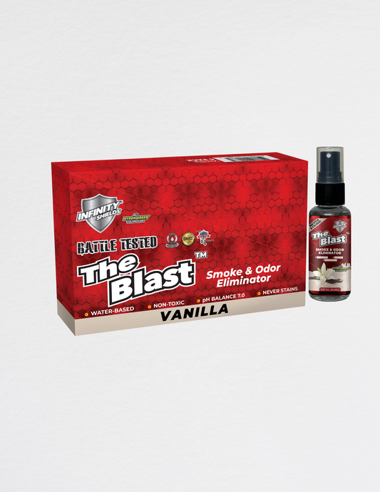 Eliminador de olores y humo The Blast™ | Paquete de 6 mangas | Mini pulverizadores de niebla de 1,67 oz Ocean Breeze 