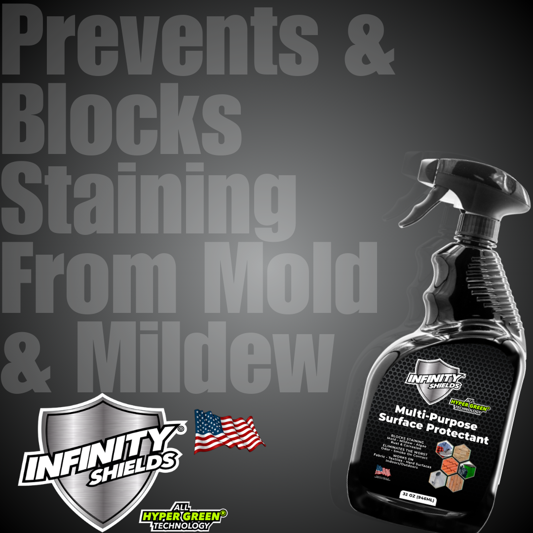 Protector de superficies de baño multiusos Infinity Shields® | Previene y bloquea las manchas de moho y hongos La mayor duración 32 oz