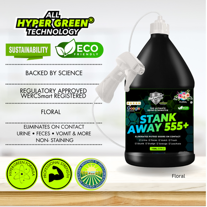 Stank Away – The Ultimate Odor Eliminator | Eco-Friendly, All Hyper Green Technology  16 oz Spray & 128 oz Jug Remote Sprayer
