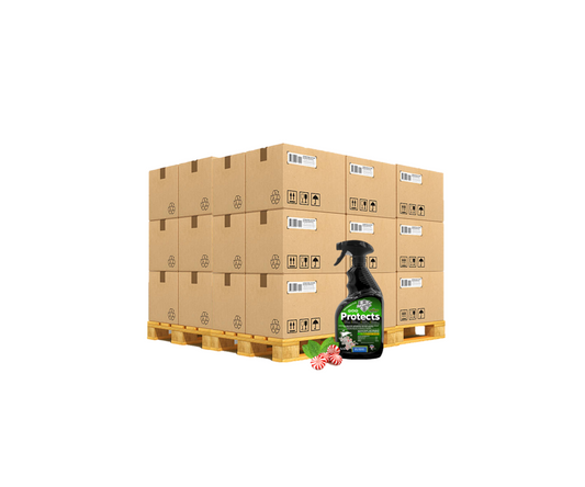 Infinity Shields protege™ | Spray disuasivo de roedores | Hiperverde | Menta de larga duración de 32 oz | Palet 45 Cajas 12 por Caja 540 Botellas