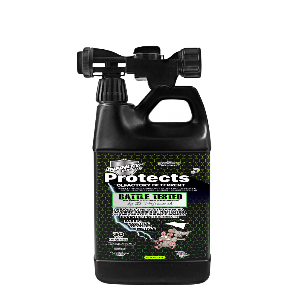 Infinity Shields Protects™ | Pest Deterrent Spray | Hyper Green | Long-Lasting 65oz Hose Rinse | Concentrated | Peppermint | Single