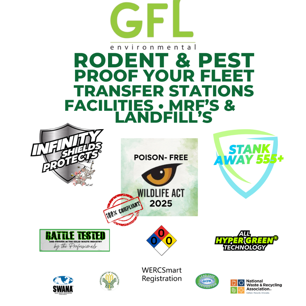 GFL Rodent Deterrent Hyper Green • Infinity Shields Protects •  1 Gallon (1) Case of 4 With Remote Trigger Sprayers