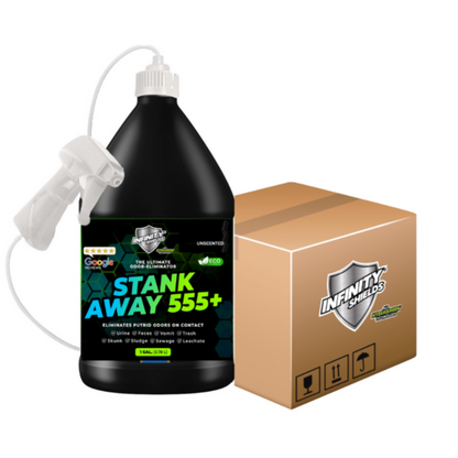 Infinity Shields Stank Away | Éliminateur d'odeurs Hyper Green® 555 Plus | Pulvérisateur à distance de 3,6 l
