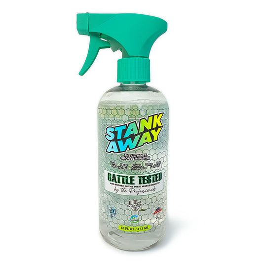 Eliminador de olores Infinity Shields Stank Away | 555 Plus Hyper Green® | Pulverizador remoto con jarra de 128 oz