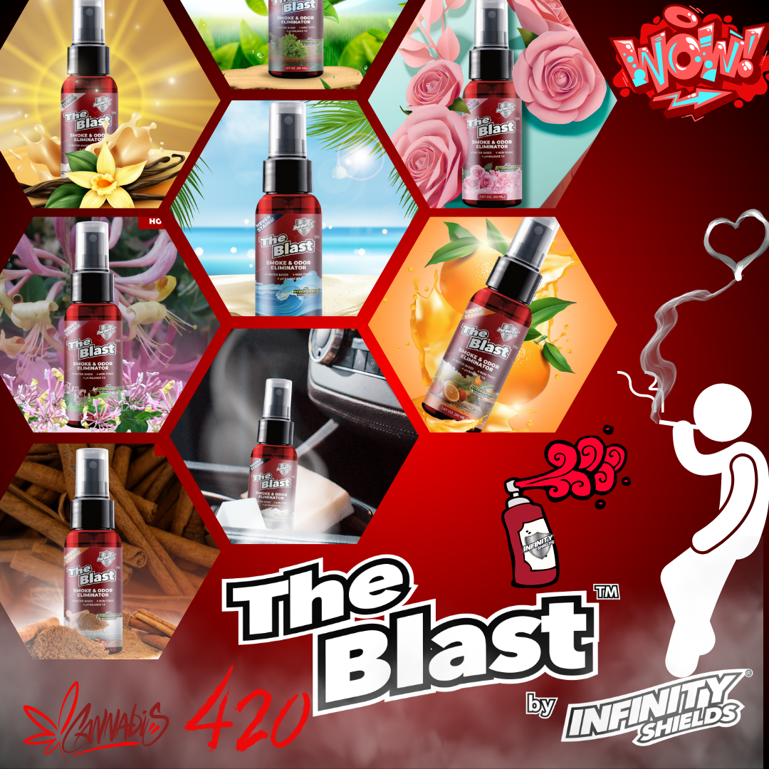 El eliminador de humo y olores explosivos | Paquete de 6 fundas | Mini botellas de niebla de 1,67 oz | Talco para bebés