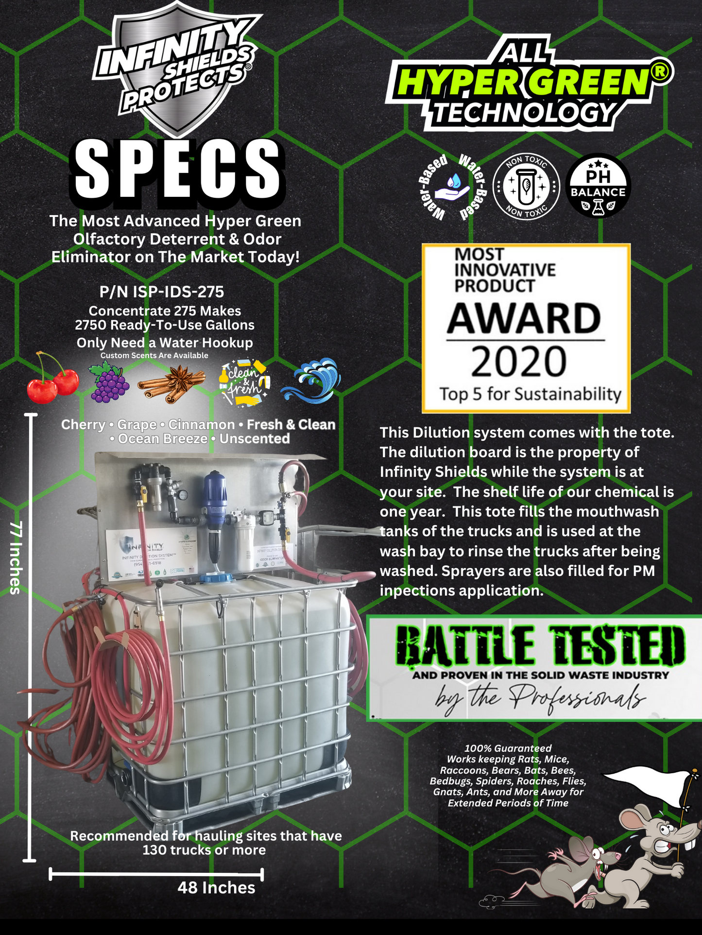 Infinity Shields protege la bolsa concentrada de 275 galones con sistema de dilución adjunto | Rinde 2750 galones listos para usar