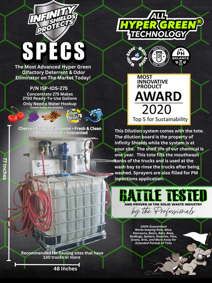 Infinity Shields protege la bolsa concentrada de 275 galones con sistema de dilución adjunto | Rinde 2750 galones listos para usar